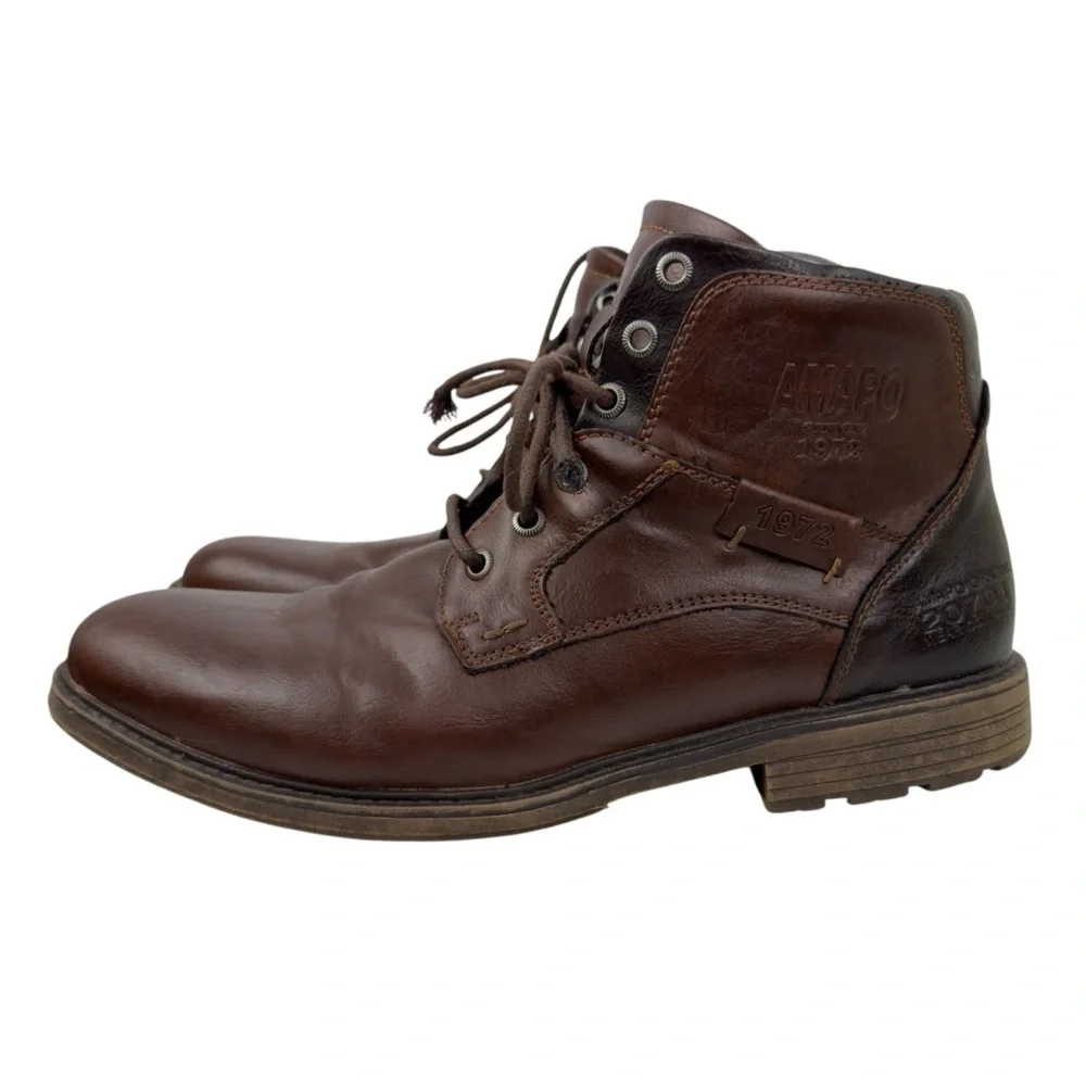 AMAPO Men Oxford Boots Buckle Dress Lace Up Boots Lace-Up Side Zip SZ 11